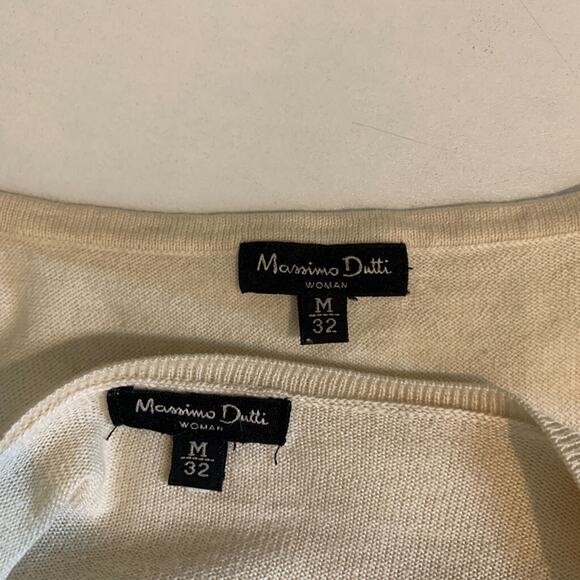 Massimo Dutti Cardigan Womens M Medium Cream Fine Knit Button Sweater Tank 2 Pc - Picture 11 of 16